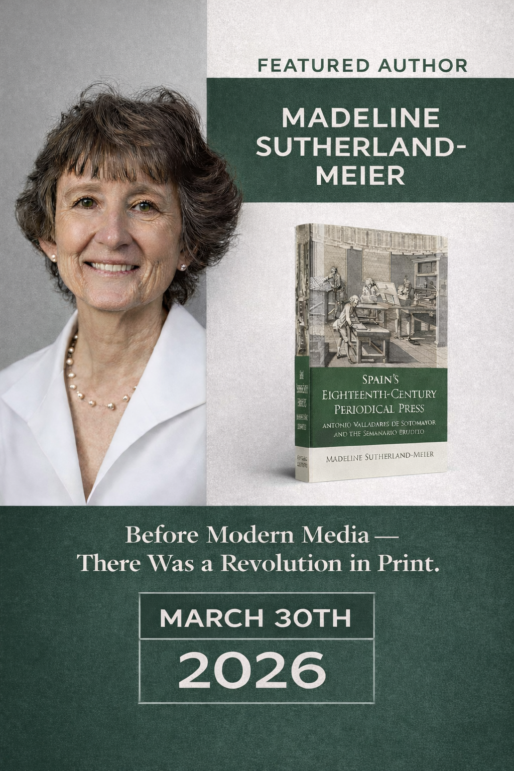 Featured-author promotional graphic for Madeline Sutherland-Meier.